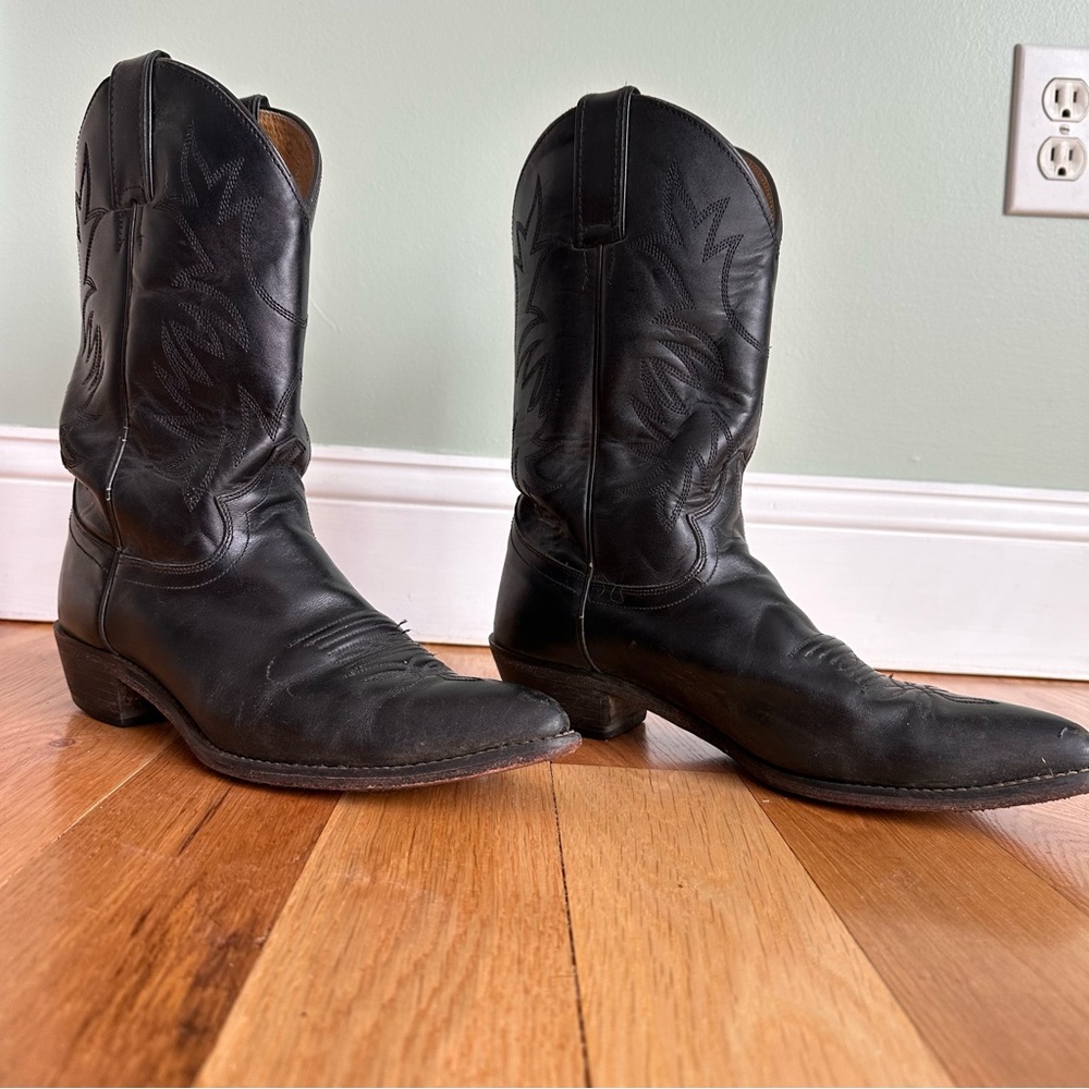 Justin Cowboy Western Boots Women’s Black Leather Boots 9.5 - Picture 3 of 12